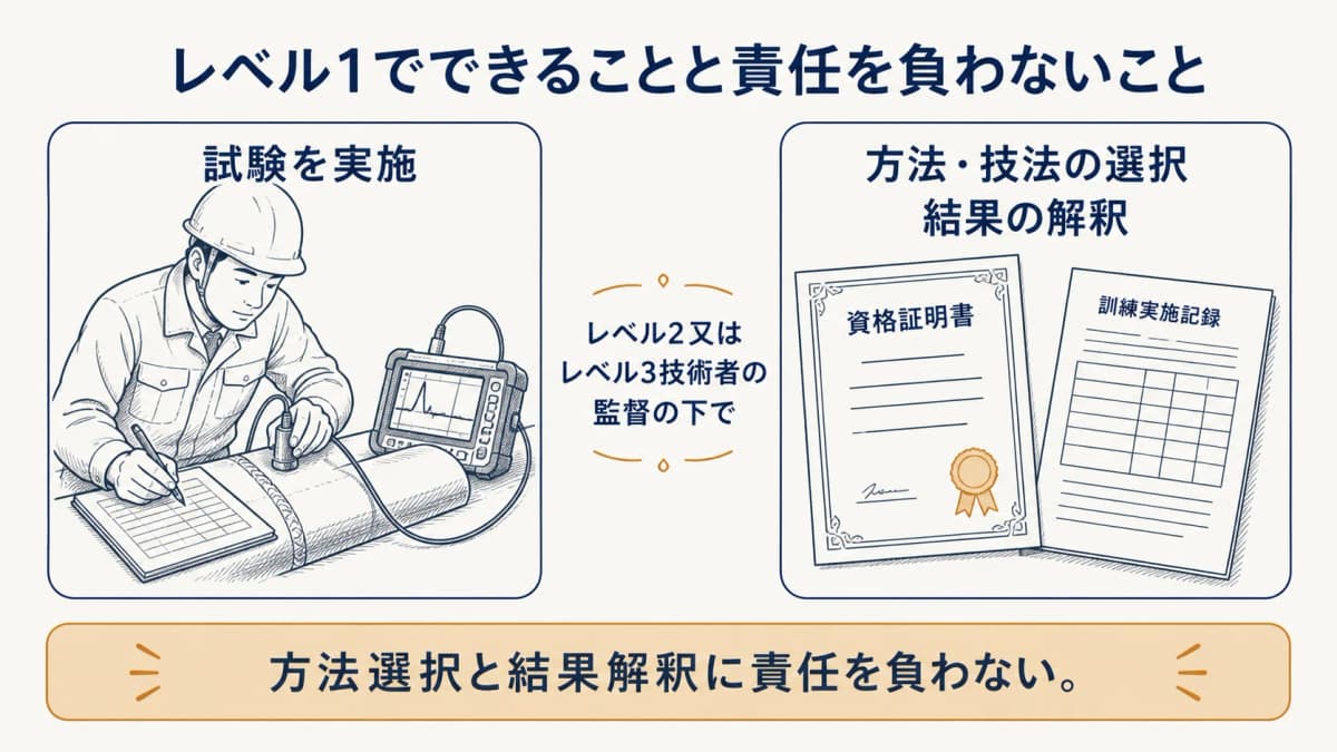 レベル一が指示書に従って行うことと責任を負わないことを示す図