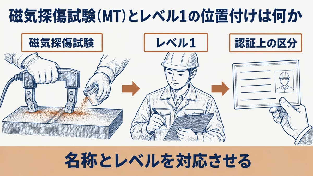 磁気探傷試験(MT)とレベル1の認証上の位置付け