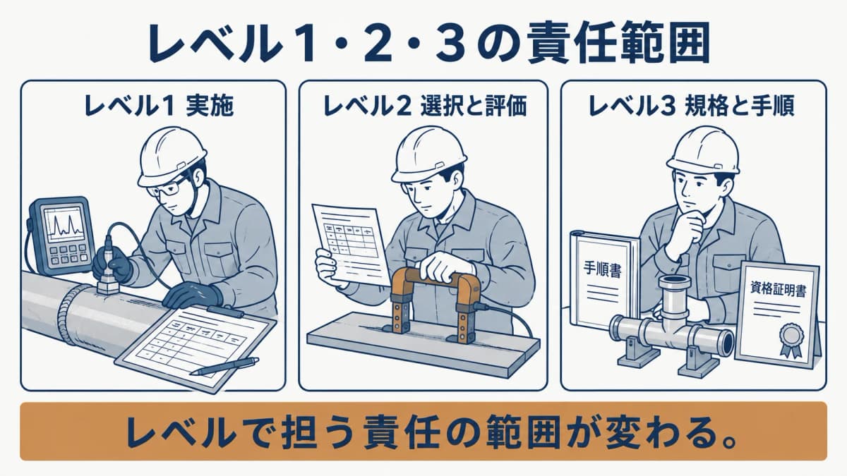 非破壊検査レベル1から3の責任範囲