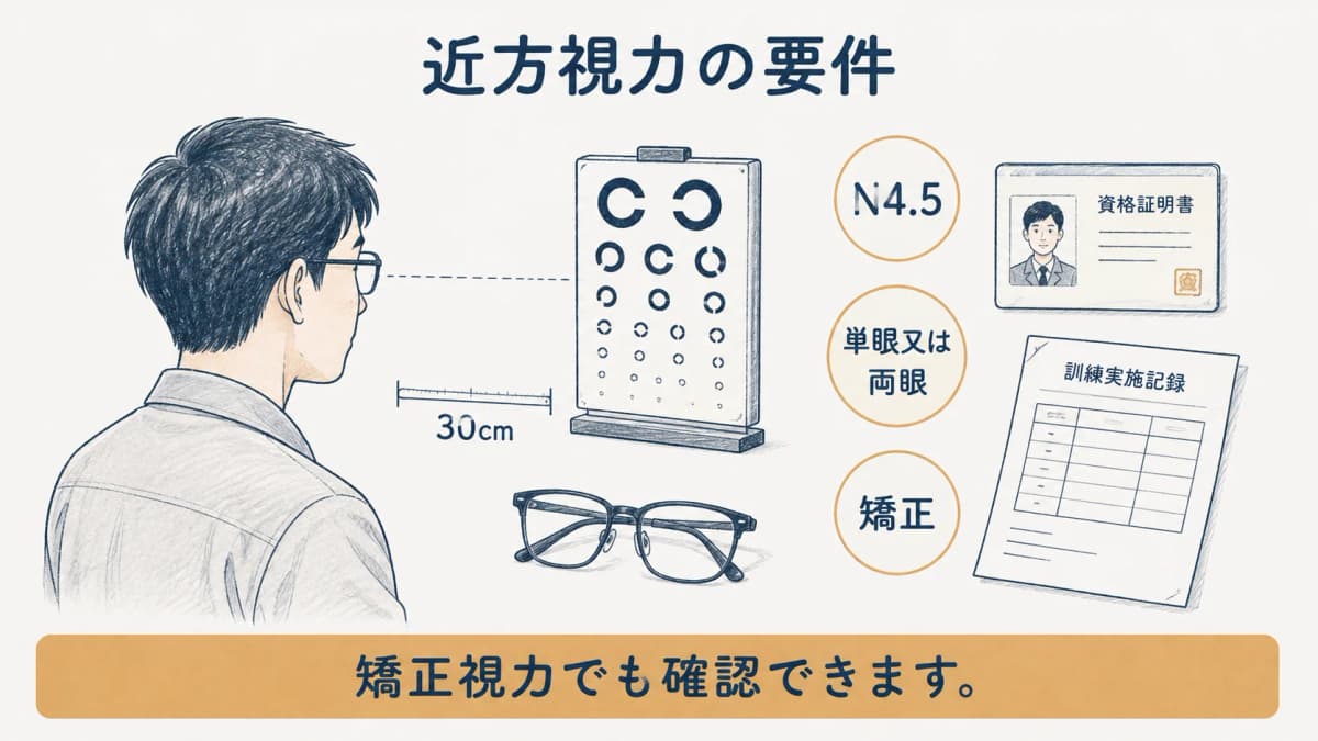 近方視力のN4.5と30cm以上の条件を示す図