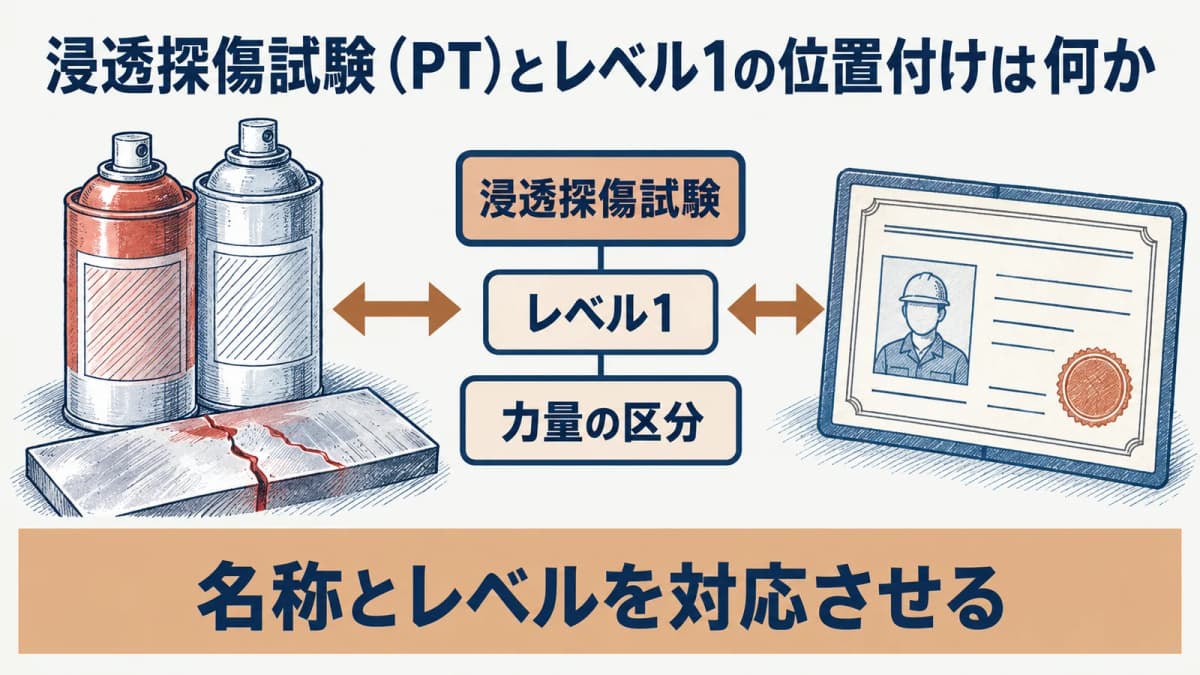 浸透探傷試験(PT)とレベル1の認証上の位置付け
