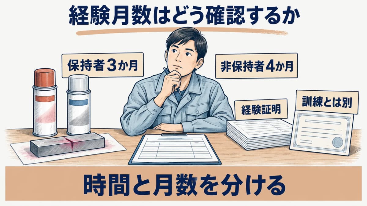 浸透探傷試験(PT)レベル2の経験証明を確認する流れ