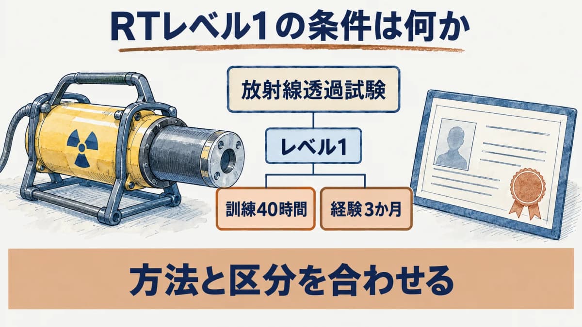 放射線透過試験(RT)レベル1の訓練時間と経験月数の早見表