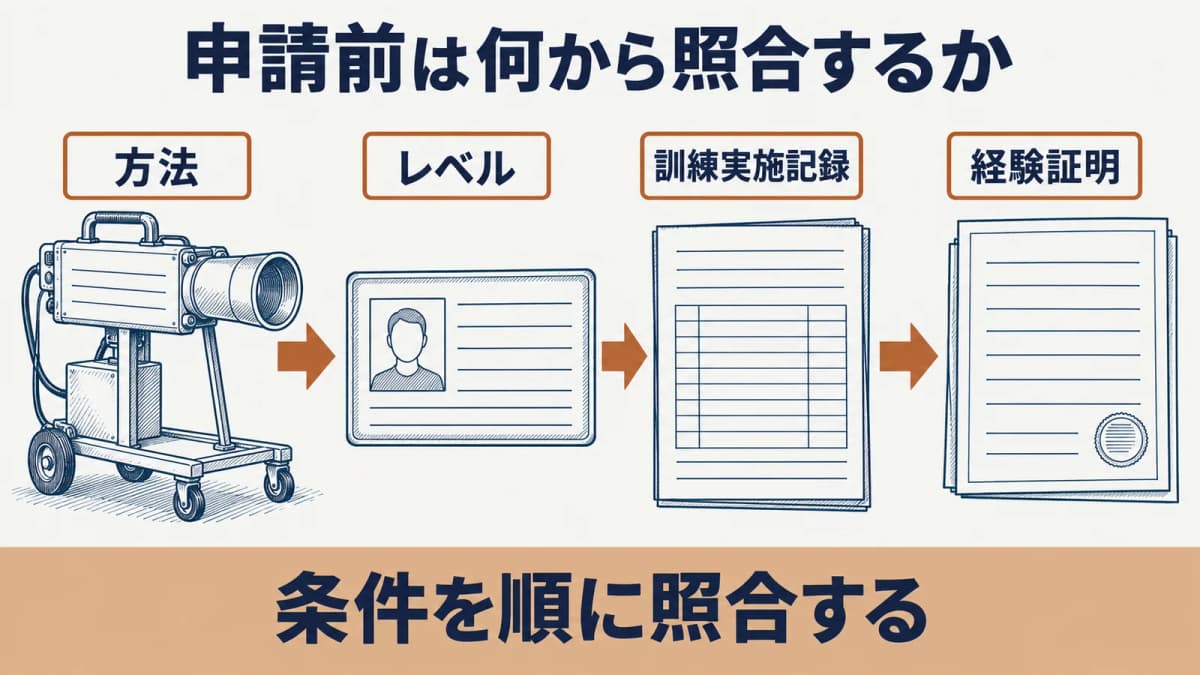 放射線透過試験(RT)レベル3の方法と条件を照合する順番