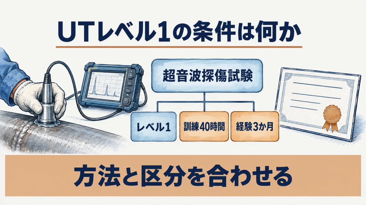 超音波探傷試験UTレベル1の訓練時間40時間と経験3か月の早見表