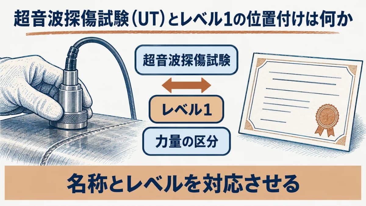 超音波探傷試験UTとレベル1の認証上の位置付け