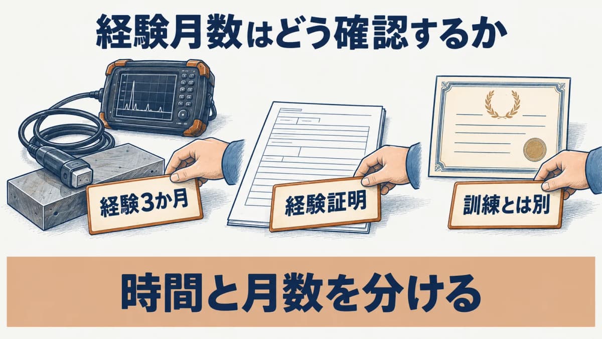超音波探傷試験UTレベル1の経験証明と3か月を確認する流れ