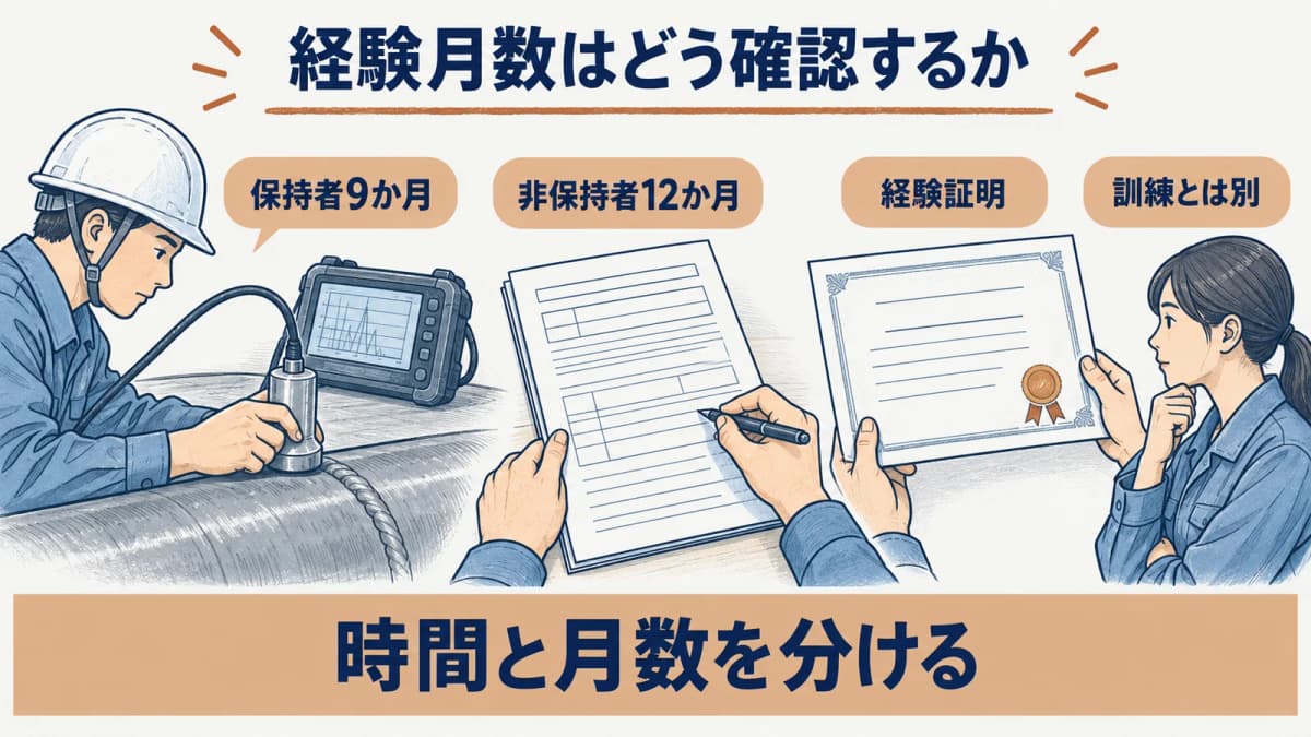 超音波探傷試験(UT)レベル2の経験証明を確認する流れ