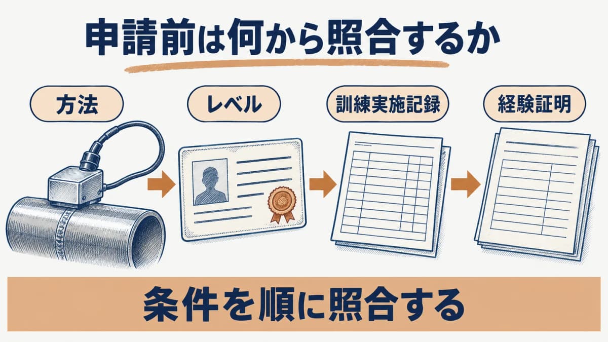 超音波探傷試験(UT)レベル3の方法と条件を照合する順番