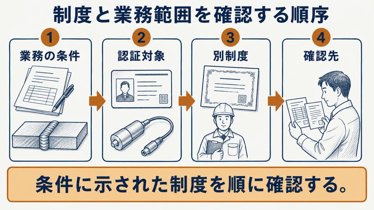 制度と業務範囲を確認する順序